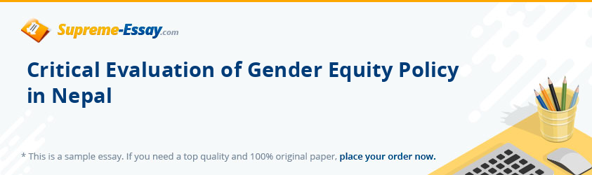 Critical Evaluation of Gender Equity Policy in Nepal