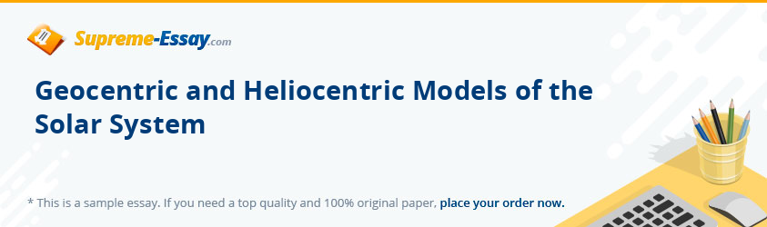 Geocentric and Heliocentric Models of the Solar System