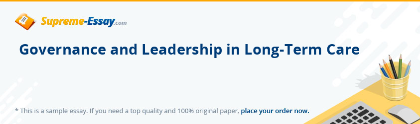 Governance and Leadership in Long-Term Care